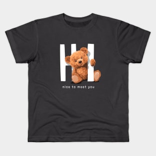 The bear design "Hi" Kids T-Shirt